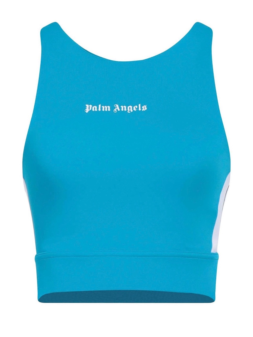 Palm Angels Turquoise Aqua Crop Track Top with White Logo